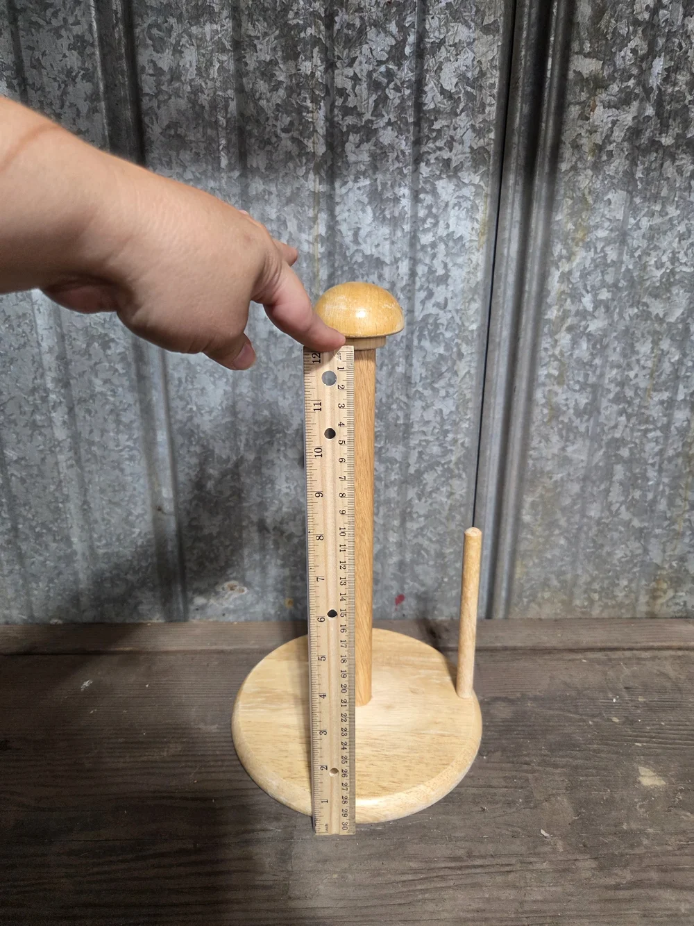Natural Wood Paper Towel Holder with Side Roll Guide